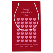 バレンタインデーハート |ピンクと赤パーソナライズされた スモールペーパーバッグ (裏面)