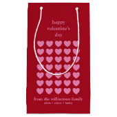 バレンタインデーハート |ピンクと赤パーソナライズされた スモールペーパーバッグ (正面)