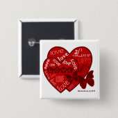 バレンタインデーハート&ラブボタン/ピン(2) 缶バッジ (正面&裏面)