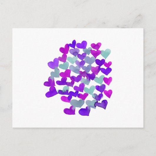 バレンタインデーハート – 紫とアクア ポストカード (正面)