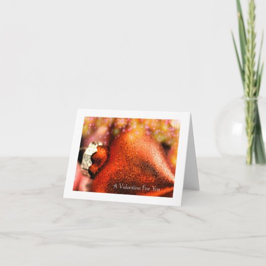 バレンタインデーハート：赤のグリッター シーズンカード (正面)