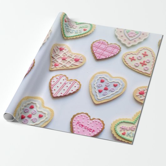バレンタインデーハートCookie ラッピングペーパー (アンロールド)