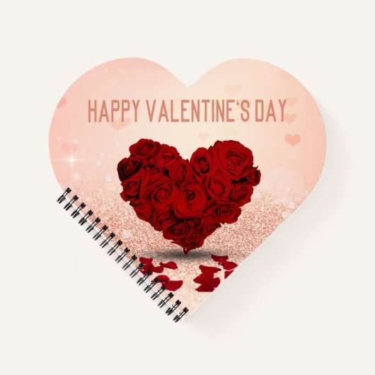 バレンタインデーバラハートブーケスパイラルノート ノートブック (正面)