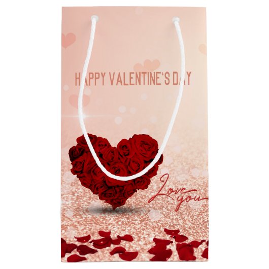 バレンタインデーバラハートブーケスモール抱き枕 スモールペーパーバッグ (裏面)