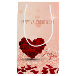 バレンタインデーバラハートブーケスモール抱き枕 スモールペーパーバッグ