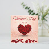 バレンタインデーバラハートブーケパーティの招待状 招待状 (スタンド正面)