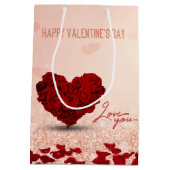 バレンタインデーバラハートブーケミディアム抱き枕 ミディアムペーパーバッグ (裏面)