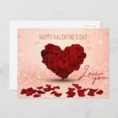 バレンタインデーバラハートブーケ – はがき シーズンポストカード (正面/裏面)