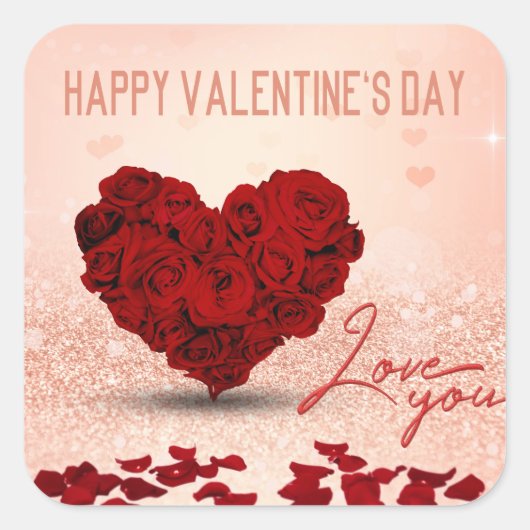バレンタインデーバラハートブーケ – ステッカー (正面)