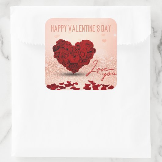 バレンタインデーバラハートブーケ – ステッカー (バッグ)