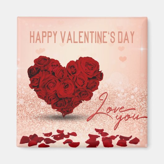 バレンタインデーバラハートブーケ – マグネット (正面)