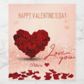 バレンタインデーバラハートブーケ – ワインラベル (シングルラベル)