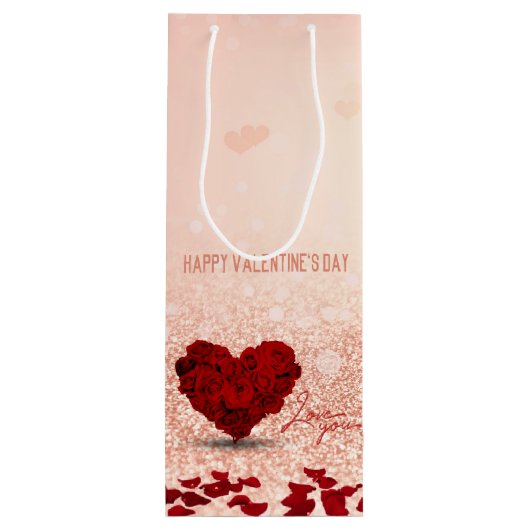 バレンタインデーバラハートブーケ – ワイン抱き枕 ワインギフトバッグ (裏面)