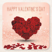 バレンタインデーバラハートブーケ – 紙コースター (正面)