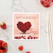 バレンタインデーバラハートブーケ – 紙ナプキン スタンダードカクテルナプキン (インサイチュ)