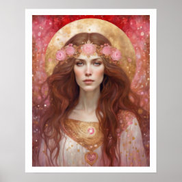 バレンタインデーバラハート女性アールデコ ポスター