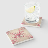 バレンタインデーパターン（の模様が）あるハート ストーンコースター (横)