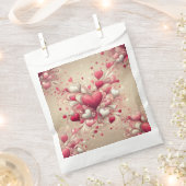 バレンタインデーパターン（の模様が）あるハート フェイバーバッグ (クリップ留めされた状態)