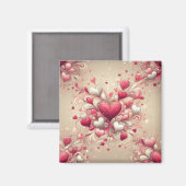 バレンタインデーパターン(の模様が)あるハート マグネット (正面/裏面)