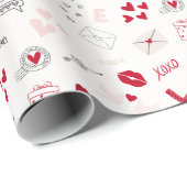 バレンタインデーパターン（の模様が）ある ラッピングペーパー (ロールコーナー)