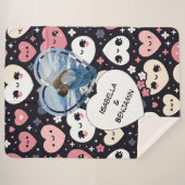 バレンタインデーパーソナライズされたの写真と名前 シェルパブランケット (正面(横))