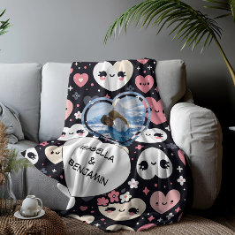 バレンタインデーパーソナライズされたの写真と名前 シェルパブランケット