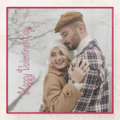 バレンタインデーパーソナライズされたの写真 ガラスコースター (正面)