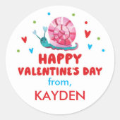 バレンタインデーパーソナライズされたスクールトリート ラウンドシール (正面)