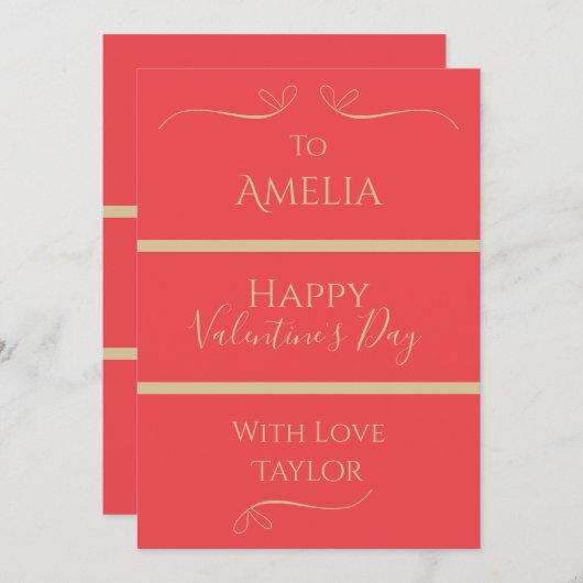 バレンタインデーパーソナライズされたピモダンンク シーズンカード (正面/裏面)