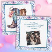 バレンタインデーパーソナライズされたフォトカウボーブーツ シーズンカード