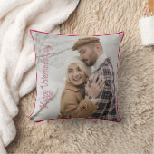 バレンタインデーパーソナライズされたフォトピンクハート クッション (ブランケット)