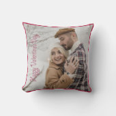 バレンタインデーパーソナライズされたフォトピンクハート クッション (正面)