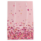 バレンタインデーパーソナライズされたフォトピンクハート ミディアムペーパーバッグ (裏面)