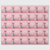 バレンタインデーパーソナライズされたフォトピンクハート ラッピングペーパー (フラット)