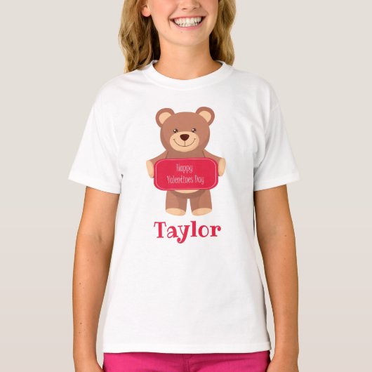 バレンタインデーパーソナライズされたベアTシャツ Tシャツ (正面)