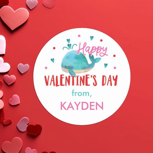 バレンタインデーパーソナライズされたホエールトリート ラウンドシール