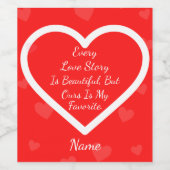 バレンタインデーパーソナライズされたワインラベル。 ワインラベル (シングルラベル)