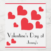 バレンタインデーパーソナライズされた名かわいい赤いハート ワインラベル (シングルラベル)