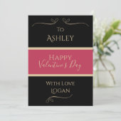 バレンタインデーパーソナライズされた黒エレガント金ゴールド赤 シーズンカード (スタンド正面)