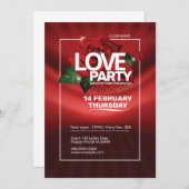 バレンタインデーパーティの招待状チラシ 招待状 (正面/裏面)
