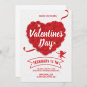 バレンタインデーパーティの招待状チラシ 招待状 (正面/裏面)