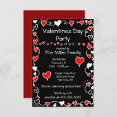 バレンタインデーパーティの招待状 招待状 (正面/裏面)