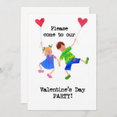 バレンタインデーパーティの招待状 招待状 (正面/裏面)