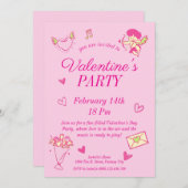 バレンタインデーパーティの招待状 招待状 (正面/裏面)