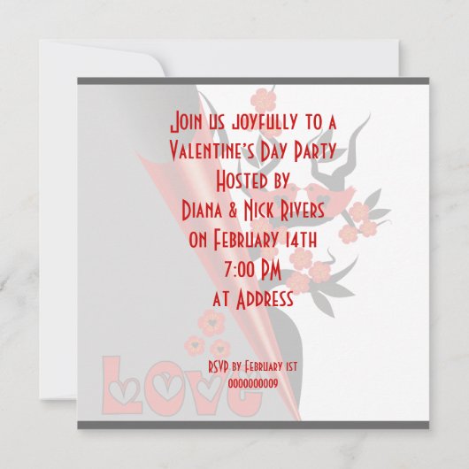 バレンタインデーパーティの招待状 招待状 (裏面)