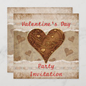 バレンタインデーパーティの招待状 招待状 (正面/裏面)