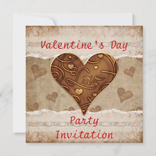 バレンタインデーパーティの招待状 招待状 (正面)