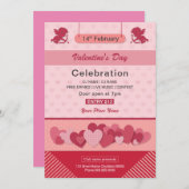 バレンタインデーパーティの招待状 招待状 (正面/裏面)