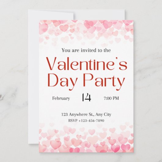 バレンタインデーパーティの招待状 招待状 (正面)