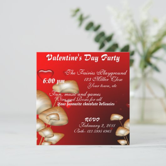 バレンタインデーパーティの招待状 招待状 (スタンド正面)